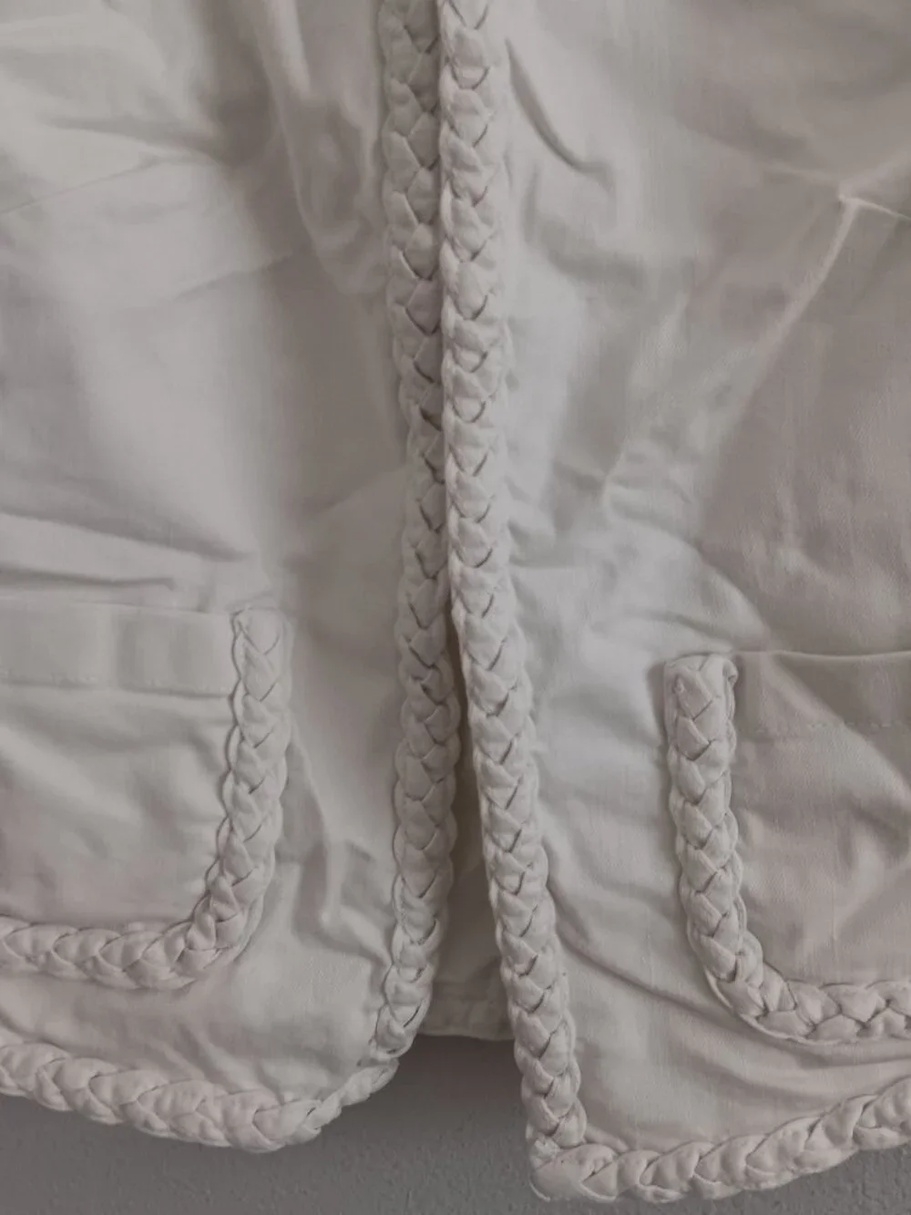 LOGO by Lori Goldstein Denim Vest with Braided Trim, Ivory Sz XXS a692540